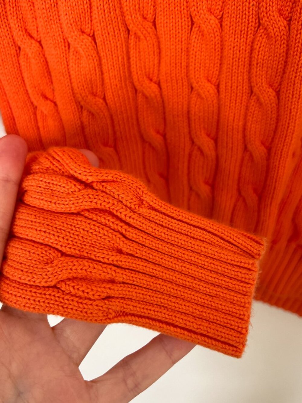 Polo Ralph Lauren Orange Cable Knit Cotton Crew Neck Sweater - Picture 6 of 6